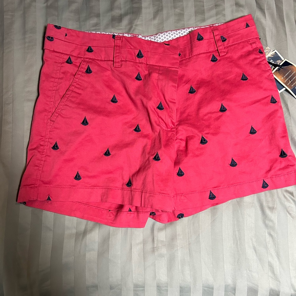 British Khaki Embroidered Sailboat Shorts - Size 4